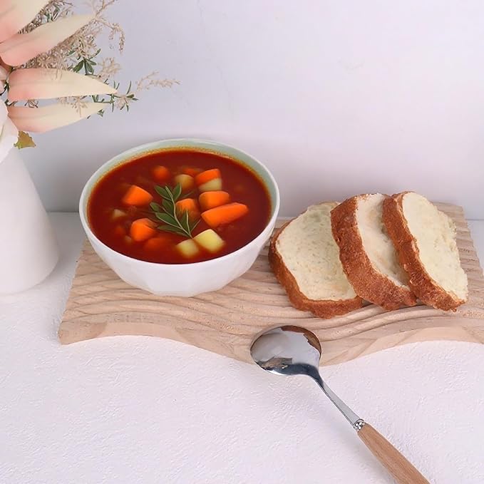 6-Piece Pasta Bowls 24 oz, Green Porcelain Bowls 6 inch, Microwave Oven Dishwasher Safe Scratch Resistant