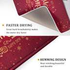 Merry Christmas Drying Mat for Kitchen Counter 18x24 Inch Christmas Dish Mat with Absorbent Reversible Microfiber Christmas Dish Drying Mat Dish Drainer Rack Pad Drainer Mat for Coffee Bar