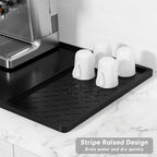 Rnivvi Silicone Coffee Mat, 16" x 24" Waterproof Raised Edge Coffee Bar Mats for Espresso Machine Station Accessories, Heat Resistant Detachable Dish Drying Pad for Kitchen Counter, Dish Rack, Black