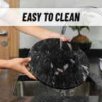 Koville Brazilian Natural Marble Cutting Board for Kitchen, 11" Round Hand Crafted Marble Slab for Cheese, Charcuterie, Pastry Board - Wedding Gift, House Warming Gift(Blue Fantasy)