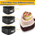 Springform Pan Set of 3 Heart Cake Pan, Heart Springform Pan with Removable Bottom, Springform Cake Pans Non-stick Bakeware for Cheesecakes, Pizza, and Quiches (7, 7.8, 8.6 inch)