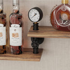 3 Tier Industrial Wall Wine Rack, 46in Floating Bar Liquor Shelves with 4 Stem Glass Holder, Pipe Shelf Shelving Wine Glass Rack, Wine Rack Wall Mounted Living Room Kitchen Decor, Black