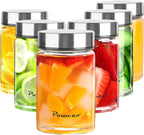 10oz Glass Juice & Water Bottles 6-Pack with Lids- Wide Mouth Reusable Borosilicate Glass- for Juicing, Smoothies, Protein Shakes, Blender & Shaker Bottle- Refillable & Dishwasher Safe(10 oz/300ml)