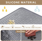 Golener Silicone Large Dish Drying Mat - 28" x 20" Stove Top Protector for Electric Stove, Food Grade, Foldable, Easy Clean, Heat-resistant Silicone Mat for Glass Stove Cooktop, Stove Top Cover, Grey