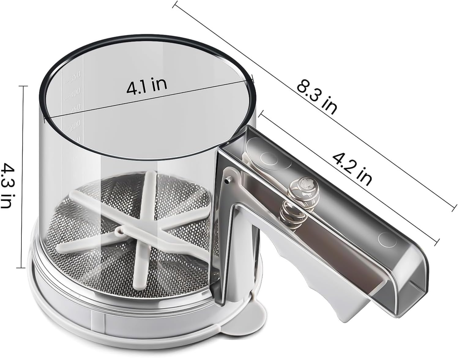 ‌3 Cup Flour Sifter, Sifter for Baking Sifter Handheld Baking Sieve Food-Grade Double-Filter Stainless Steel Flour Sifter Non-Rust Sifter used for Rapid Screening of Flour Apricot Flour Sugar Powder