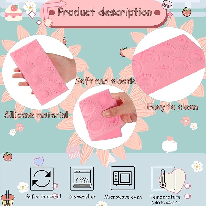 1 Pack Sun Fondant Mold for Cake Decoration, Completing 8 Different Shapes Of Smiling Candy Chocolate Silicone Molds At Once, Sugar Baking Tools, Clay Project Gypsum Resin Decor Supplies