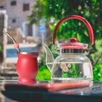 Reusable Bombilla Yerba Mate Straw - Stainless Steel Removable Spoon Style Filter with a Beautiful Bead - Metal Straw for Drinking Loose Leaf Tea - Includes Cleaning Brush(Pinks)