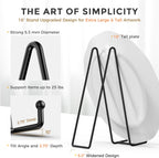 TR-LIFE 16 Inch Heavy Duty Plate Stand (2 Pack) - Metal Display Easel for Large Plates, Picture Frames, Signs, Posters, and Decorative Platters