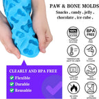 Set of 15 Non-Stick Silicone Dog Treat Molds - Paw and Bone Shapes, Ideal for Frozen Treats, Baking Jelly, Candy, Chocolate, Dog Snack Biscuits