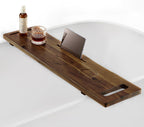 Tinamo Acacia Bathtub Tray Caddy with Adjustable Legs - Bath Tub Tray for Freestanding Tubs - 39x9.75 Inch Large Wooden Anti-Tipping Tub Tray for Bathtub with Accessories Holders (Walnut, 39x9.75)