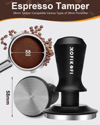 58mm Espresso Tamper, Coffee Tamper with 30lbs Spring Loaded, Espresso Coffee Tamper with Stainless Steel Ripple Base and Aluminum Handle Fits for E61,Breville and All 58mm Espresso Machines