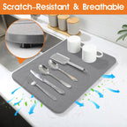 Stone Dish Drying Mat for Kitchen Counter - 18"x14" Dirt-Resistant Quick Drying Fast Absorbent Non-Slip Diatomite Mat, Natural Diatomaceous Earth Dish Drying Pad for Dish Rack