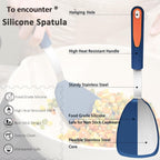 To encounter 3 Pieces Silicone Spatula Set, Heat Resistant Flexible Turner Spatulas, Nonstick Cookie Spatula, Fish Spatula, Dishwasher Safe, Navy Blue