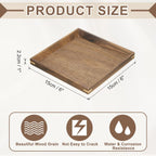 uxcell Bamboo Serving Tray, 6 x 6 Inch Square Wooden Trays Portable Serving Platters for Food Fruit, Snacks, Bread, Vanity, Weddings, Picnics, Brown (Inner Slant)
