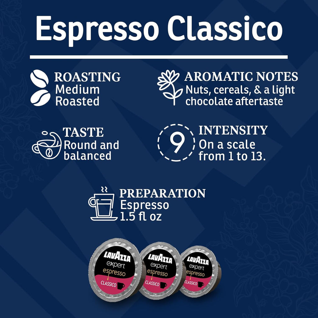 Lavazza Expert Espresso Coffee Pods Variety Pack – 30 Count – Includes Classico, Intenso & Decaf Capsules – Keto-Friendly, Rich & Smooth Italian Blend – Compatible with Lavazza Classy Machines