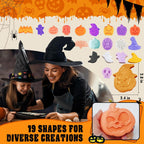 Halloween Silicone Molds Set 19 Shapes Large Baking Molds Pack of 4 Including Pumpkin Skull Ghost Bat Hat Spider Web House Molds, 3D Spooky Homemade Soap Candle Ice Pan Muffin Cupcake Moulds Oven Safe