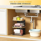 Magnetic Shelf for Fridge Trash Bag Organizer, 2 Pack Stackable Garbage Bag Holder with Bamboo Lid, Magnetic Storage Bin for Refrigerator, Under Sink, Kitchen, Pantry, Small Space Organization – Black