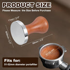uxcell 58mm Coffee Tamper, Stainless Steel Espresso Press Tamper, Espresso Tamper with Wooden Handle Suitable for Coffee Shop, Restaurant Bar, Bakery (Dark Brown)