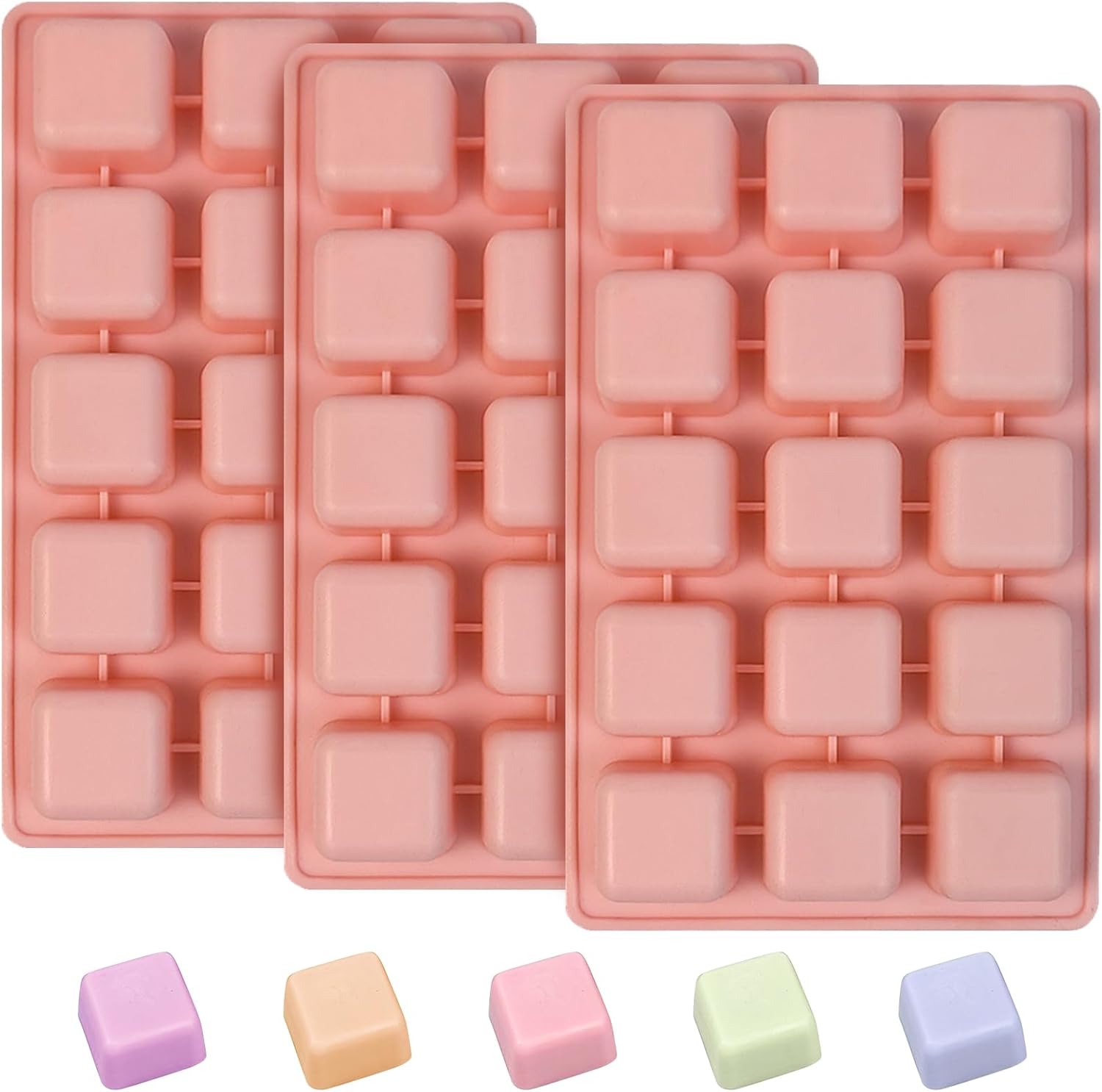 Square Chocolate Molds 3pcs Silicone Square Candy Mold 1 inch for Ice Cubes Caramel, Jello, Resin