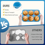 2 Packs 6 Cups Silicone Muffin Pan with Metal Reinforced Frame Jumbo Size Cupcake Pan Tray Egg Bites Silicone Molds Muffin Tin Tart Pans Bundt Pan Reposteria Accesorios Moldes Para Pasteles