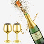 Shot Glasses, 2 oz Shot Glass Set, Stainless Steel Shot Glasses, Mini Wine Glass Perfect for Tasting Brandy,Suitable for party supplies, bar tools, gifts(set of 2) (Gold)