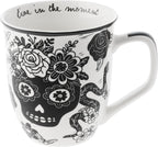 Karma Gifts 14 oz Black and White Boho Mug Sugar Skull - Cute Coffee and Tea Mug - Ceramic Coffee Mugs for Women and Men