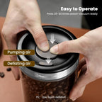 Maestri House Vacuum Coffee Canister with Spoon, 40 OZ AirTight Glass Coffee Bean Storage Container, Food Storage Jar, for 1 lb Beans, Grounds Coffee, Tea, Flour, Cereal, Sugar (Silver)