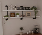 Industrial Pipe Shelving Rustic White Pipe Wall Shelves Industrial Shelves with Wood Planks Floating Shelves 60 Inch Farmhouse Bathroom,Kitchen Shelving Wall Mounted