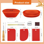 Silicone Banneton, Sourdough Bread Baskets (Set of 6, 6.5 Inch), Oval Proofing Bread Bowls with Starter Kit, Bread Making Baking Supplies