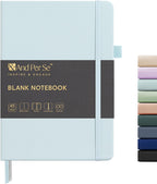 &And Per Se Blank Journal Notebook, 160 Pages, 5.7 x 8 inches College Ruled Thick Paper Notebook Journals for Writing, Hardcover Notebook(1 Pack, cyan)