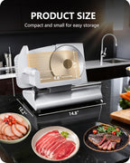 Meat Slicer Machine for Home, 200W Electric Deli Food Slicer with 2 Removable 7.5" Stainless Steel Blades & Tray, Adjustable Thickness, Child Lock Protection, Easy to Clean for Meat, Bread, Cheese
