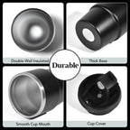 6oz Vacuum Insulated Espresso Cup Set of 2, Espresso Shot Cup for Coffee, Double Wall Stainless Steel Mini Tumbler Shot Glasses with Lid