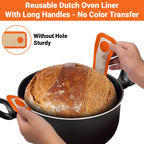 Silicone Bread Sling for Dutch Oven - 2 Pcs Non-Stick & Easy to Clean Reusable Silicone Bread Baking Mat Set with Extra Long Handles, Easy to Transfer Sourdough Bread, Gray, Orange