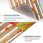 Autumn Golden Maple Leaf Dish Drying Mat for Kitchen Counter,Rural Wood Light Brown Stripes Drying Mat 18 x 24 Inch Microfiber Dish Drying Pad Dish Rack Drainer Mat for Coffee Bar