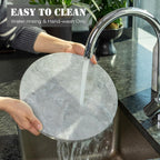 Koville Round Marble Pastry Cutting Board - 11" Gray Marble Cheese Board for Baking, Charcuterie, Pastry, Trivet - Non-Stick Heat Resistant Stone Cutting Boards for Kitchen