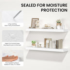 Floating Shelves for Wall,48" W x 9.3" D x 1.5" H, Wooden Wall Mounted Display Shelves with Invisible Brackets for Living Room, Bedroom, Bathroom, Kitchen Decor and Storage, Set of 1, White