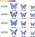SAOROPEB Butterfly Wall Stickers, 48 Pcs 4 Styles 3 Sizes, Metallic Paper, Removable, Navy Blue, Art Deco Decor for Wall