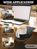 3PCS Drinking Cup Holder Clip Kalolary Chair Desk Bottle Cup Stand DIY Glass Clamp Storage Saucer Clip with Groove for Potted Plant Beverage Coffee Mug Holder Clip for Home & Office (Black White Grey)