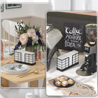 Wican Vertical Stance Bathroom Napkin Holder Takes Up Less Space for Small Guest Bathroom Oak and Iron Towel Tray for Powder Room Table Wooden Basket for Disposable Paper Hand Towels Matte Black