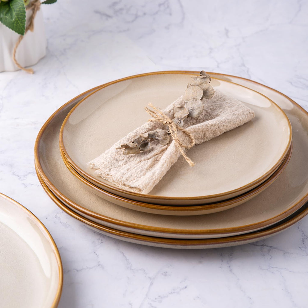 AmorArc Ceramic Plates Set of 5, 8.5 Inch Handmade Reactive Glaze Stoneware Plates set for Dessert, Salad, Appetizer, Small Dinner Plates, Microwave&Dishwasher Safe, Scratch Resistant