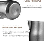 MHW-3BOMBER Milk Frothing Pitcher 450ml/15.2oz Milk Frother Cup Espresso Steaming Pitcher Stainless Steel Milk Frother Cup Barista Latte Art Round Spout Milk Jug, Silver spot P6003SS-OS
