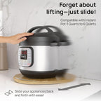 Ibyx Elegant Round Sliding Tray for Your Pressure Cooker, Air Fryer & Heavy Kitchen Appliances - Sturdy, Slides Easily from Under The Cabinet (Natural, 13”)