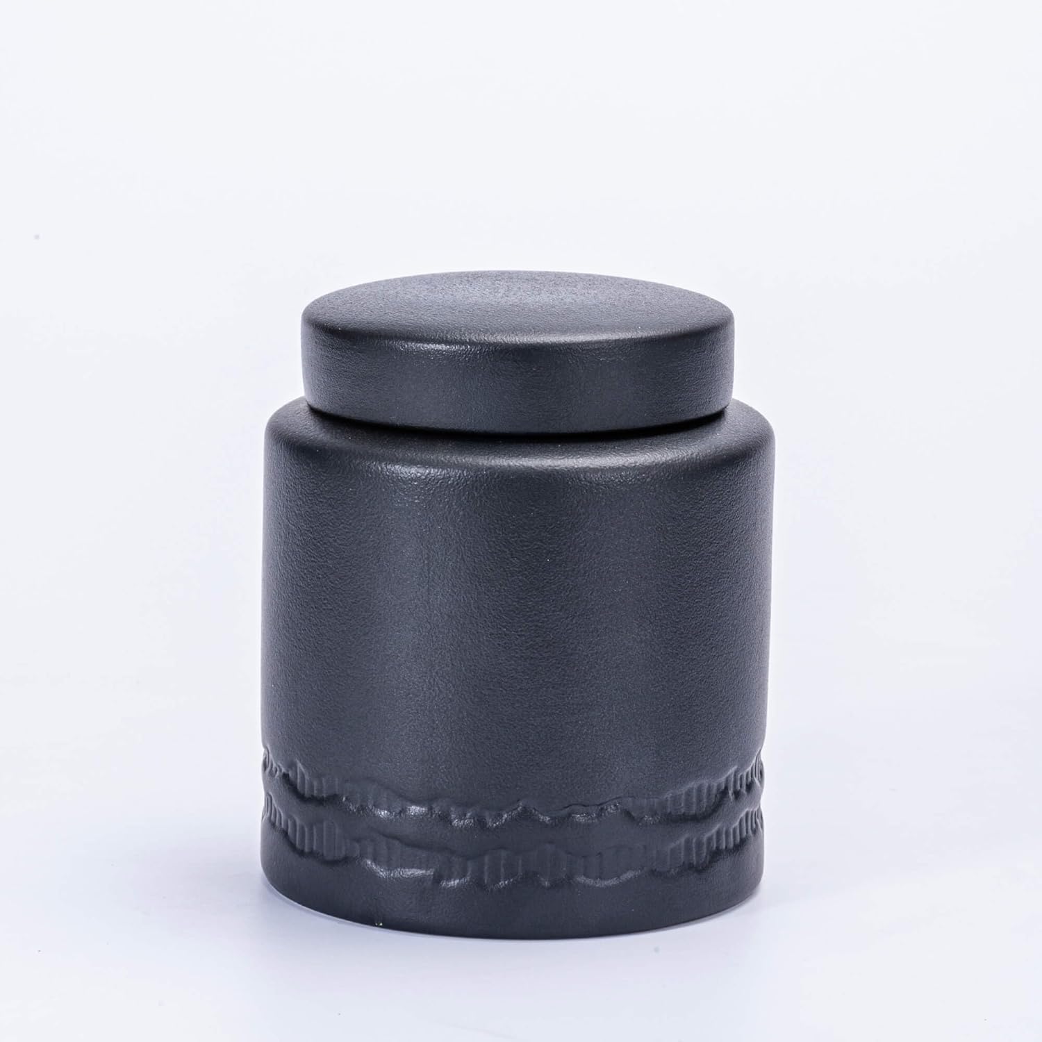 Tea Canister for Loose Tea with Airtight Lid, Kitchen Storage Containers, Ceramic Food Storage Jar, Ceramic Coffee Canister (Black)