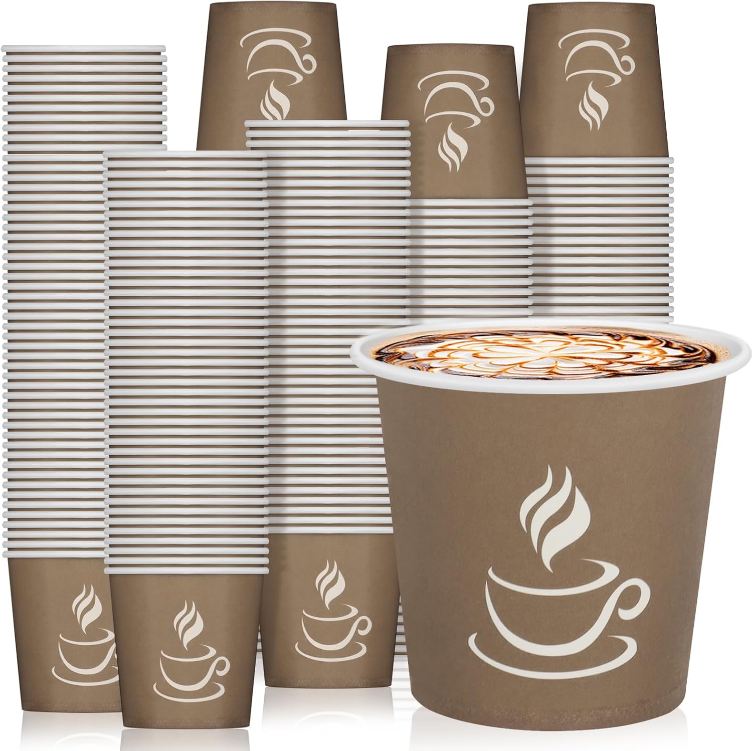4 oz Paper Coffee Cups - 500 Pack Paper Espresso Cups, Disposable Coffee Cup, Small Paper Cup for Hot or Cold Beverage, Espresso, Capucino for Party, Picnic, Home, Office and Business (Brown)