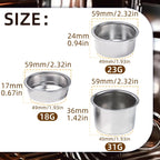 51mm Coffee Filter Basket, Stainless Steel Coffee Filter Reusable Coffee Machine Filter Accessory, Single/Double/Four Cup Single Wall Coffee Pressurized Porous Filter