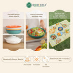 Homienly Wheat Straw Plates - 10 Inch Large Salad Bowls, Set of 6, Wide & Shallow, Microwave & Dishwasher Safe - Multi Color