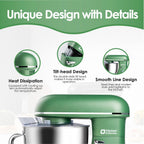 Kitchen in the box Stand Mixer, 900W 8.5QT Kitchen Electric Mixer, 6-Speed Large Capacity Food Mixer for Home Cooks with Egg Whisk, Dough Hook & Flat Beater (Green)