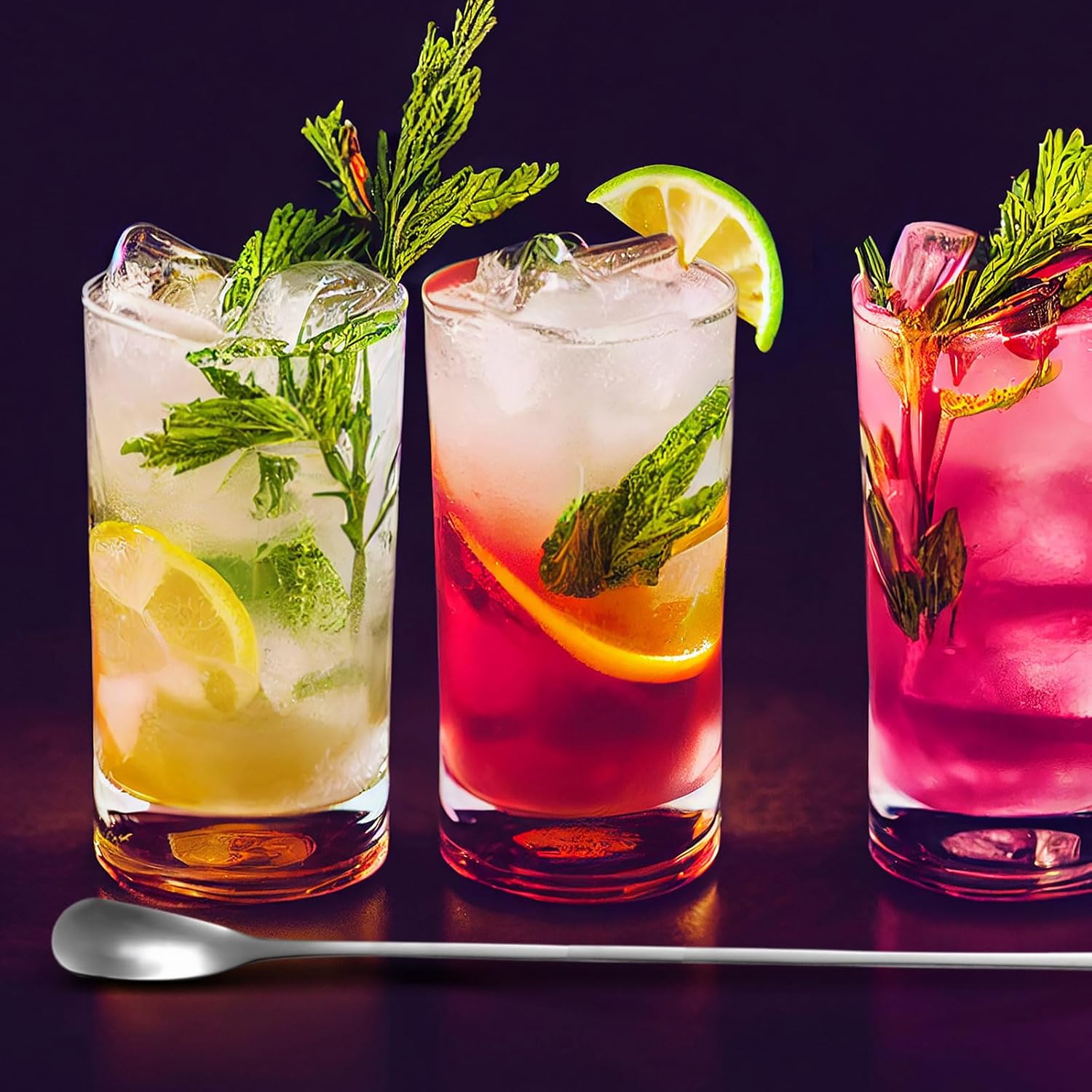 Patelai 8 Pieces Stainless Steel Coffee Stirring Spoons 12.4 Inch Reusable Coffee Stirrers Long Handle Bar Cocktail Salt Spoons Tiny Swizzle Sticks for Bar Cocktails