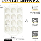 2 Pcs Silicone Muffin Pan for Baking with Metal Frame, Nonstick 12 Cup Regular Size Cupcake Pan, Silicone Muffin Tray for Egg Bites (Cream)