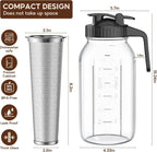 2 Pack 64 oz(2 Quart / 1.9 Liter) Cold Brew Coffee Maker Jar - Glass Cold Brew Maker with Handle, Stainless Steel Filter&Leak-Proof Lid, Heavy Duty Cold Brew Pitcher for Iced Coffee, Sun Tea, and Milk